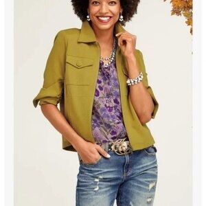 CABI The Touring Jacket Citrine Moss Gold Sz XS #4117 EUC